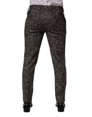 Dolce & Gabbana Brown Wool Plaid Skinny Dress Trouser Pants