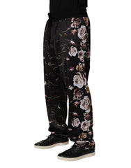 Dolce & Gabbana Black Floral Straight-Leg Chino Trouser Pants