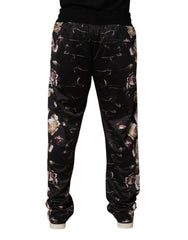 Dolce & Gabbana Black Floral Straight-Leg Chino Trouser Pants