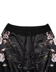 Dolce & Gabbana Black Floral Straight-Leg Chino Trouser Pants