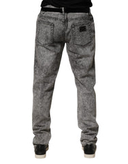 Dolce & Gabbana Gray Cotton Straight Leg Denim Trouser Jeans