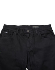 Dolce & Gabbana Black Floral Cotton Skinny Men Denim Jeans
