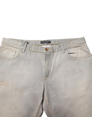 Dolce & Gabbana Light Gray Cotton Straight Denim Trouser Jeans