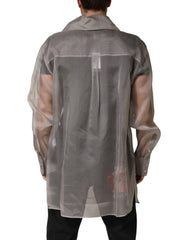 Dolce & Gabbana Gray Sheer Silk Button Front Men Dress Shirt