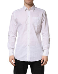 Dolce & Gabbana White GOLD Cotton Collared Formal Dress Shirt