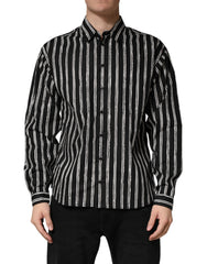 Dolce & Gabbana Black Stripes Cotton Men Formal Dress Shirt