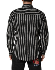 Dolce & Gabbana Black Stripes Cotton Men Formal Dress Shirt