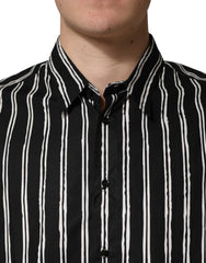 Dolce & Gabbana Black Stripes Cotton Men Formal Dress Shirt