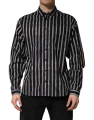 Dolce & Gabbana Black Stripes Cotton Men Formal Dress Shirt