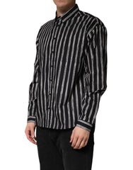 Dolce & Gabbana Black Stripes Cotton Men Formal Dress Shirt