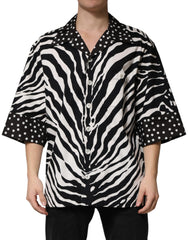 Dolce & Gabbana Black White Zebra ButtonDown Oversize Shirt