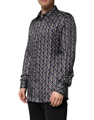Dolce & Gabbana Multicolor Patterned Collared GOLD Men Dress Shirt
