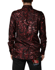 Dolce & Gabbana Bordeaux Patterned Collared Men Dress Shirt