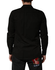 Dolce & Gabbana Black Cotton Collared Men Button Down Shirt