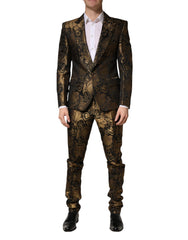 Dolce & Gabbana Black Gold Jacquard Single Breasted 2PC Suit