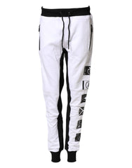 Frankie Morello Black White Skinny Jogger Sweatpants Pants
