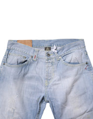 Dondup Light Blue Cotton Stretch Straight Denim Trouser Jeans