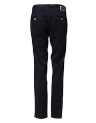 Domenico Tagliente Navy Blue Straight Chino Mid Waist Pants