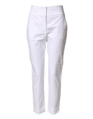 Peserico White High Waist Tapered Fit Chino Trouser Pants