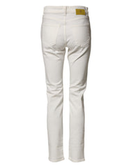PT Torino White Cotton Mid Waist Skinny Denim Trouser Jeans