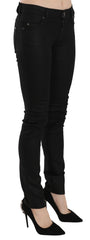 PLEIN SUD Cotton Black Mid Waist Skinny Denim Jeans