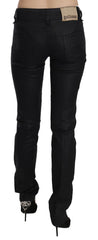 John Galliano Black Swan Floral Embroidered Mid Waist Skinny Denim Jeans