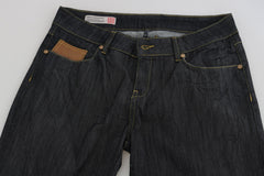 PLEIN SUD Cotton Blue High Waist Straight Cropped Trouser Jeans