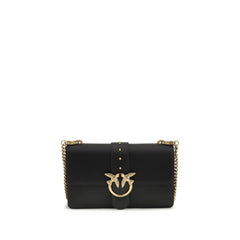 PINKO Black Calf Leather Bos Taurus Shoulder Bag
