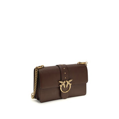 PINKO Brown Calf Leather Bos Taurus Shoulder Bag