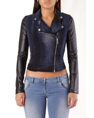 Met Blue Cotton Biker Jacket