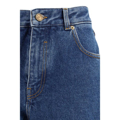 Balmain Blue Cotton Straight-Leg Jeans