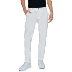 Borghese White Cotton Chino Pants