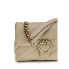 PINKO Beige Calf Leather Bos Taurus Shoulder Bag