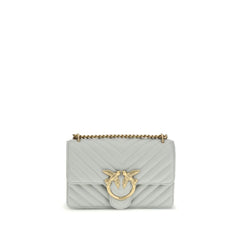 PINKO Gray Calf Leather Bos Taurus Shoulder Bag