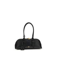 PINKO Black Calf Leather Bos Taurus Shoulder Bag