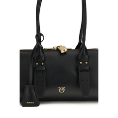 PINKO Black Calf Leather Bos Taurus Shoulder Bag