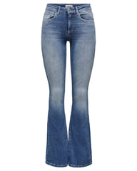 Only Blue Cotton Flared Jeans