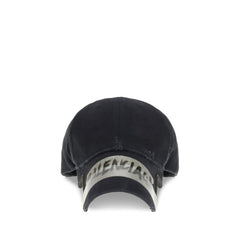 Balenciaga Black Cotton Cap (Baseball Hat)