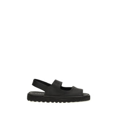 Marsell Black Calf Leather Bos Taurus Flat Sandals