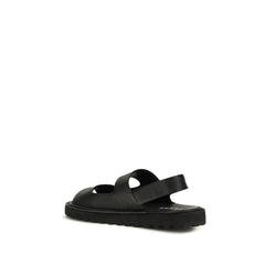 Marsell Black Calf Leather Bos Taurus Flat Sandals