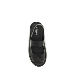 Marsell Black Calf Leather Bos Taurus Flat Sandals