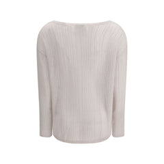 Allude White Cashmere Cashmere Sweater