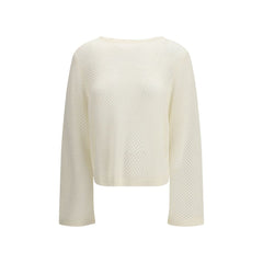 Allude White Fleece Wool Sweatshirt