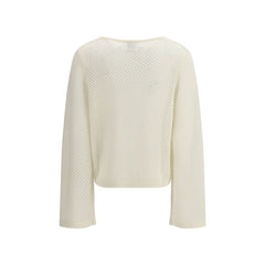 Allude White Fleece Wool Sweatshirt