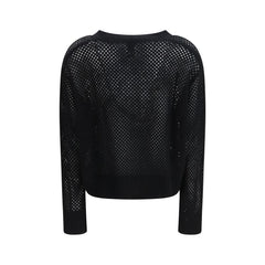 Allude Black Fleece Wool Cardigan
