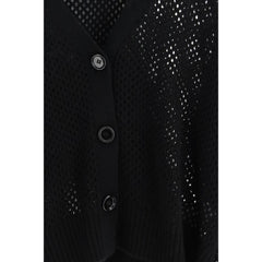 Allude Black Fleece Wool Cardigan