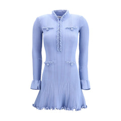 Self-Portrait Blue Viscose Casual Dress