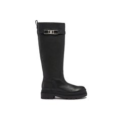 Salvatore Ferragamo Black Calfskin Over The Knee