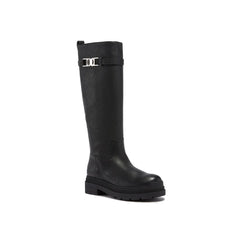 Salvatore Ferragamo Black Calfskin Over The Knee