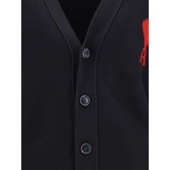 Ami Paris Black Fleece Wool Cardigan